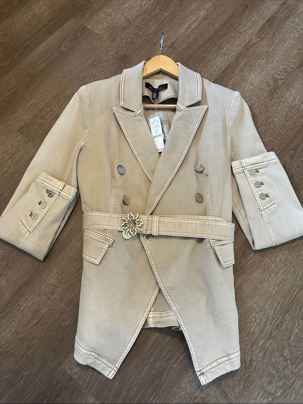 Women’s Beige Double-Breasted Trench suit jacket with Belt